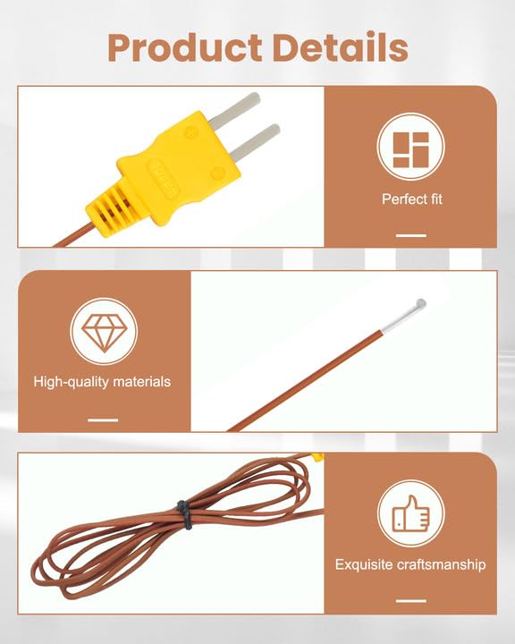 [Australia - AusPower] - 80PK-1 K-Type Bead Temperature Probe Fit for Fluke thermocouple Meters, 1M Length High Accuracy 