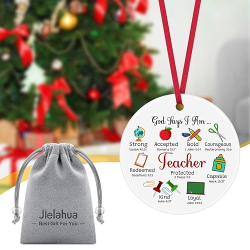 Teacher Christmas Ornament Christian Gifts for Women Men Inspirational Religious Gifts for Teachers Christmas Thank You Gift for Teacher Bible Verse Ornament Birthday Teachers Day Retirement Present