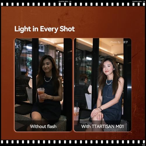 TTARTISAN M01 Mini Speedlite Camera Flash, GN12, 5600K ±200K, Built-in Battery, 4 Power Levels, Hot Shoe Fill Light for Canon, Fuji, Sony, Nikon, Leica, Pentax, Olympus