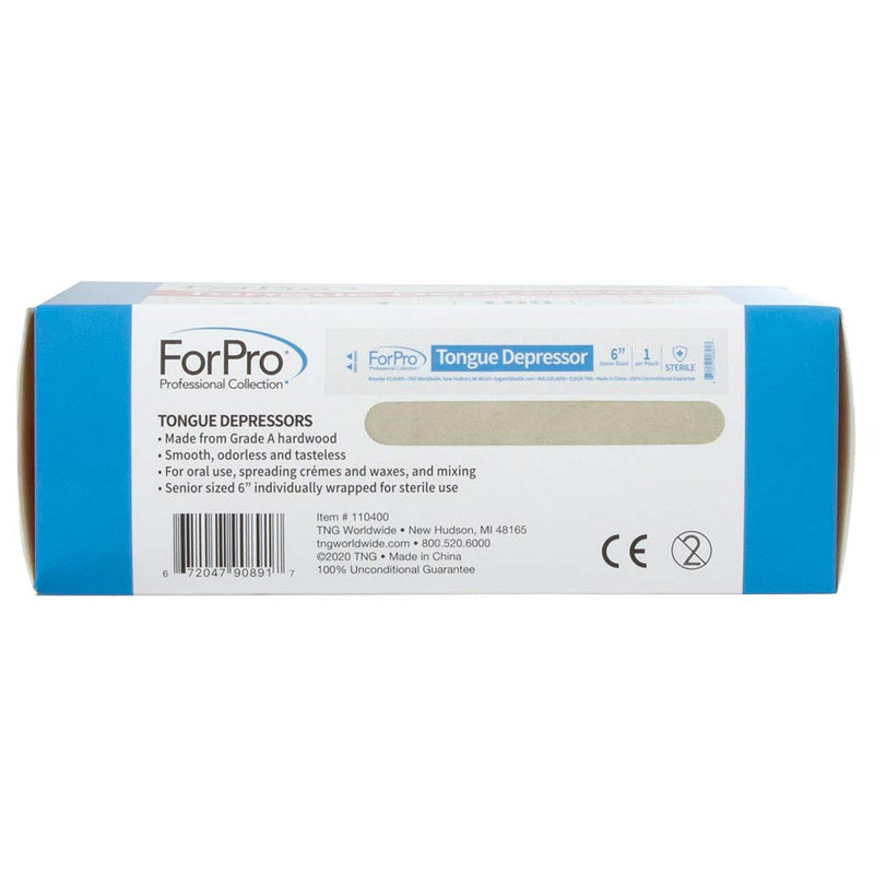 [Australia - AusPower] - ForPro Professional Collection Senior Tongue Depressors, Large Wax Applicator Sticks, 6" Senior Sized, Sterile, Individually-Wrapped, 100-Count" X-Large (Pack of 1) 