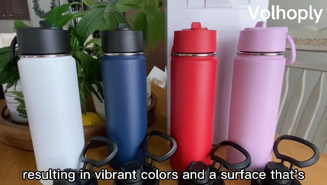 Volhoply 20oz Insulated Stainless Steel Water Bottle with Straw Lid Bulk 4 Pack,Kids Double Wall Vacuum Cups with Handle,Reusable Outdoor Sports Metal Bottles,Travel Flask Keep Cold(Assorted,4) Assorted