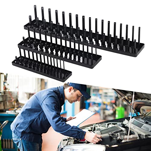 Ymiko multifunctional tool tray with deep and standard socket holders for 1/4in, 3/8in and 1/2in sockets
