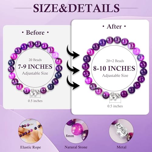 SmileBelle Healing Amethyst Bracelets as Breast Cancer Gifts for Woman Purple Elephant