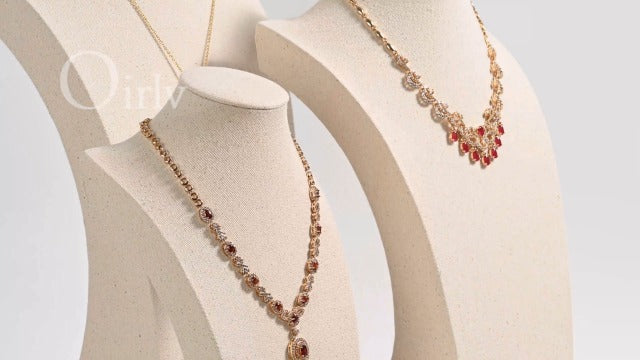 Oirlv Linen Necklace Display Bust 3D Jewelry Organizer Holder H-11.8inches