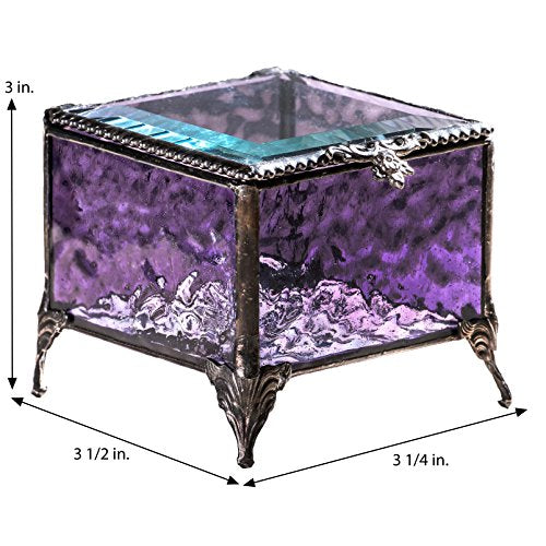 J Devlin - Purple Stained Glass Box Decorative Keepsake Jewelry Display - Box 836
