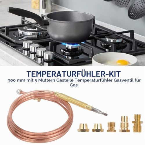 Thermocouple Gas Stove 900 mm M6 x 0.75 Universal Replacement Parts for Heater, Induction Cooker, Gas Stove and Other Burners, Accessories Burner