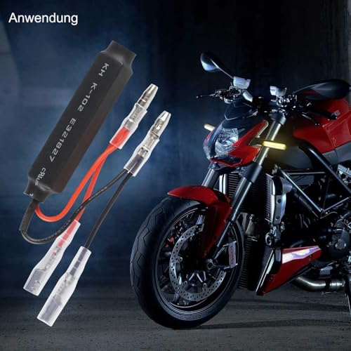 Evermotor Universal E-MARK E-Approved Motorcycle Look and Beautiful Bright LED Running Light Sequential Running Effect Indicator Waterproof Pack of 2 Quad Scooter Chopper Cruiser ATV Moped, m | Motorcycle Turn Signal Resistor with Cables, Against Flash...