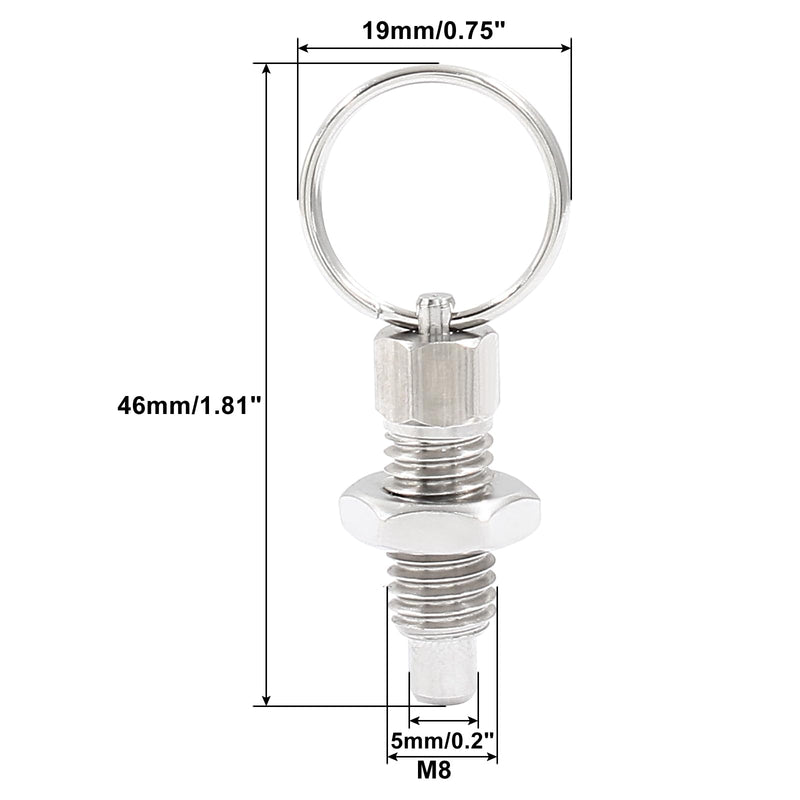 [Australia - AusPower] - 6Pcs Retractable Spring Plunger with Pull Ring M8 x 1.25 Thread Size Non Lock-Out Knob Plunger Stainless Steel Knob Plungers for Industrial Equipment M8 x 1.25mm 
