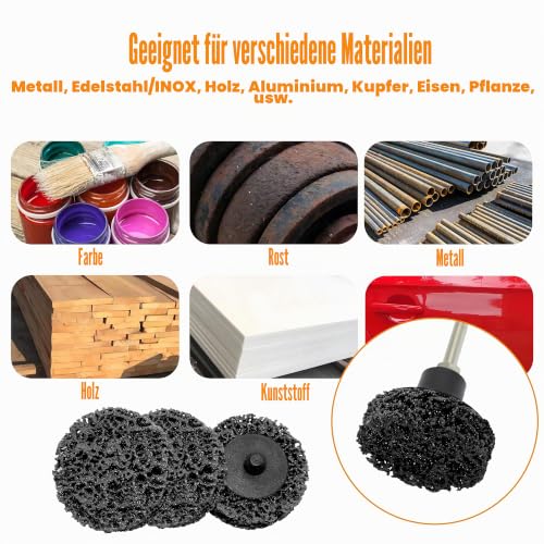 Merryland 20 pieces CSD disc 50 mm color rust black with 6.35 mm shaft | 50 mm rod grinder cleaning disc rust removal disc metal steel coarse cleaning disc coarse grinding disc DGTA022C2 With shaft Black 20pcs