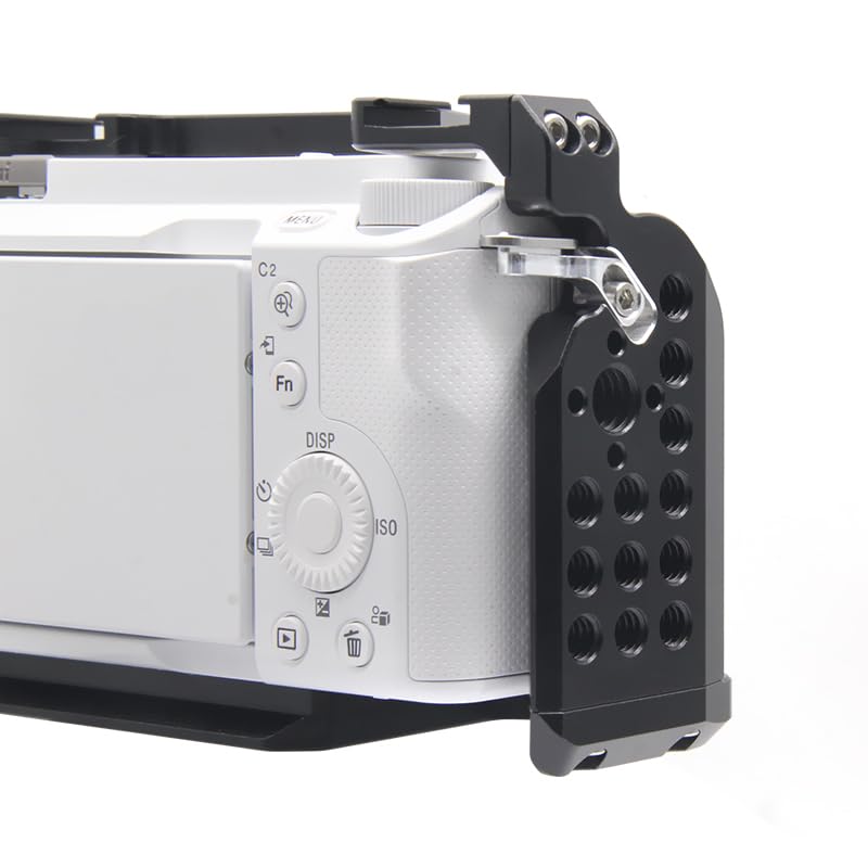 ZV-E1 Cage with Wood Handle for Sony Alpha ZV-e1 Full Camera Cage Video Shooting Frame,Built-in Cold Shoe Mount Quick Release Plate for Arca -A033