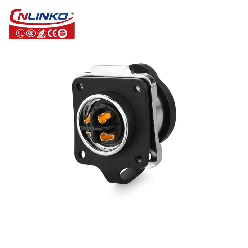 CNLINKO LP-16 Industrial Waterproof Connector IP68 Round Connector Quick Release Aviation Connector Anti-Interference Shell Aviation Connector M16 2-9 Pin Flange Socket (4 Pin) 4-Pin Four hole socket set