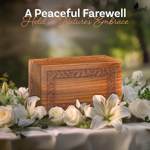 Rosewood Cremation Urn for Human Ashes, Carved Border, Medium 110 lb Carved Border Rosewood Medium (110 lb)