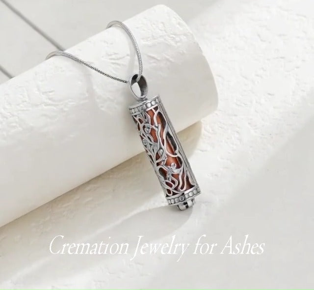 Cremation Jewelry Urn Necklace for Ashes Pendant with Hollow Vial Cylinder Cremation Keepsake Memorial Lockets Ashes Holder for Women Men Pet Silver-Colorful