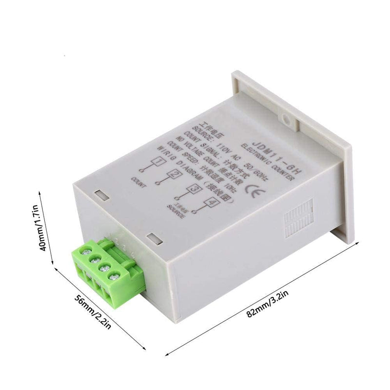 [Australia - AusPower] - 6 Digits Electronic Counter, 0-999999 Counting Range LED Digital Display Counter Relay No Voltage Counter (AC/DC110V) 
