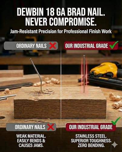DEWBIN 18 gauge stainless steel 2-inch brad nails, 1000-count box for pneumatic and electric nailers