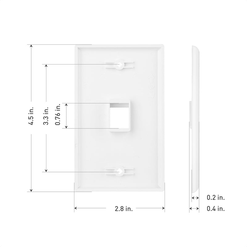 [Australia - AusPower] - Cable Matters 10-Pack Low Profile 1-Port Keystone Jack Wall Plate, RJ45 Wall Plate for Keystone Jacks in White 