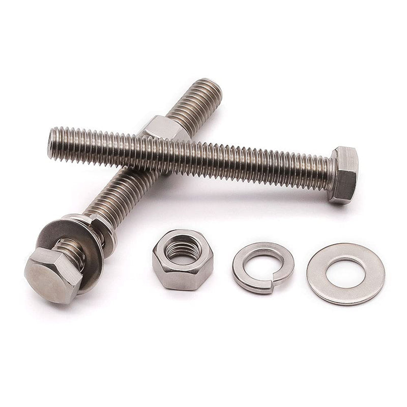 [Australia - AusPower] - (4 Sets) 1/2-13 x 6 Stainless Steel Hex Bolts & Hex Nuts & Flat Washers SAE & Lock Washers Hardware Kit, 304 Stainless Steel 18-8, Full Thread Hexagon Bolt Assortment 1/2-13 x 6" 4 