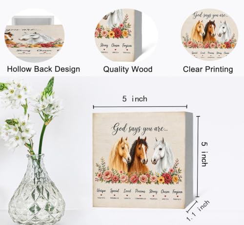Inspirational Christian Horse Religious Wood Box Sign Desk Decor inspire-18
