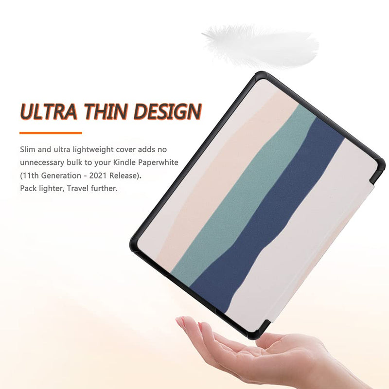 [Australia - AusPower] - SCSVPN Case for 6.8'' Kindle Paperwhite 11th Generation 2021 Release and Kindle Paperwhite Signature Edition - Slim Premium Durable PU Leather Cover with Hand Strap, Auto Sleep/Wake - Colorful Blue 