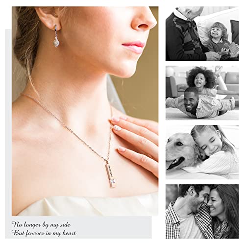 8 Pcs Memorial Urn Necklace Cremation Jewelry for Ashes for Men Women Human Ashes Keepsake Stainless Steel Cremation Pendant Bar Locket with Cubic Zirconia Silver, Black, Rose Gold, Gold