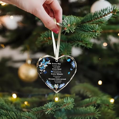 Christian Gifts for Women Birthday, Inspirational Gifts for Women Friends, Glass Bible Verse Decor, Religious Gift for Sister, Mom, Mother, Scripture Home Decorative Ornament Butterfly-d