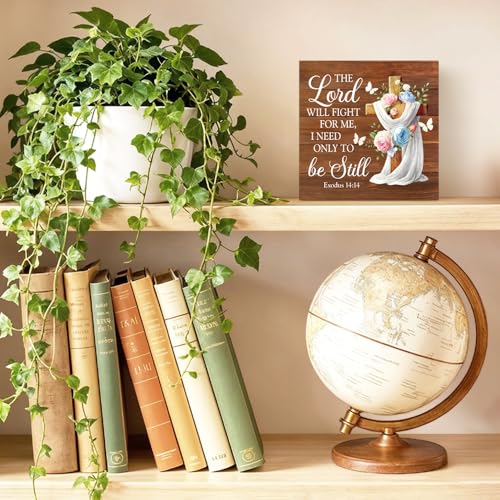 The Lord Will Fight for You Need Only To Be Still Wood Box Sign brown008