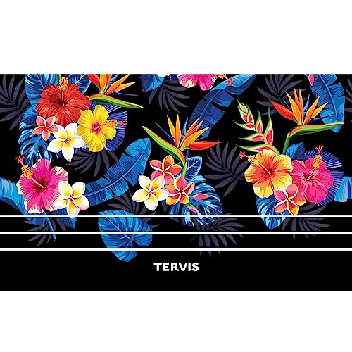 Tervis Traveler Tropical Collection Floral flower bright bold black hibiscus palm bird paradise Triple Walled Insulated Tumbler Travel Cup Keeps Drinks Cold & Hot, 20oz, Stainless Steel