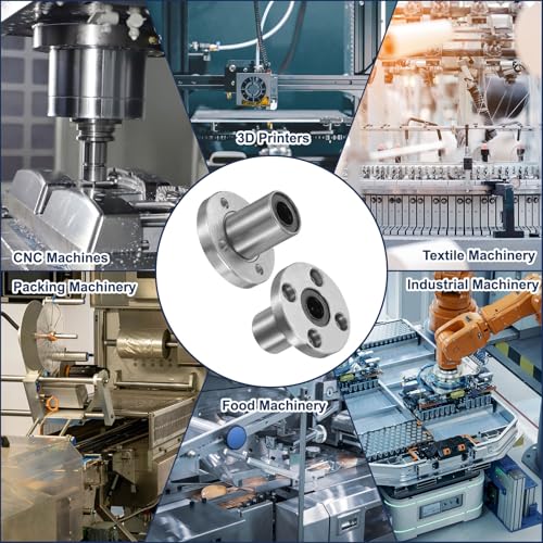 sourcing map 4 Pack LMF10UU Linear Ball Bearings, 10mm Bore Round Flange Linear Ball Bearings Flange Motion Bushing with Double Side Rubber Seal ABEC3 for CNC, 3D Printer