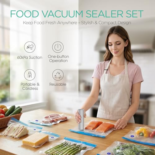 VOYOR Vacuum Sealer, Handheld Vacuum Sealer for Food, Cordless Design Silver