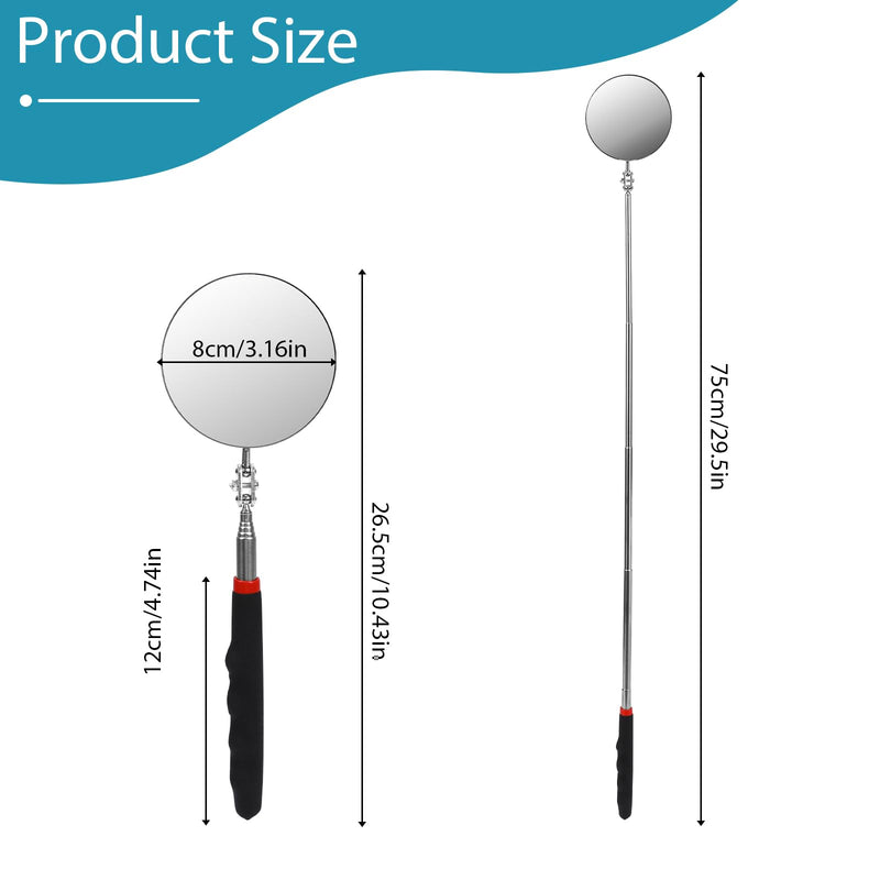 [Australia - AusPower] - Telescoping Inspection Mirror, Flexible Inspection Mirror, Circular Inspection Mirror 360 Rotation with Extended Handle Round Inspection Mirrors for Checking Vehicle Condition(Dia-3 Inch) 3 Inch 