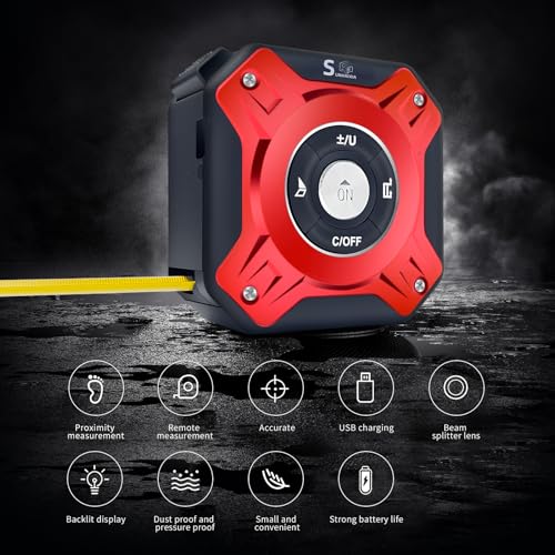 SUNHAIXIA 2-in-1 laser tape measure with level, 131ft/40M measuring range