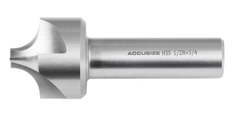 Accusize''dustrial Tools 1/2'', H.S.S. Corner Rounding End Mills, 3/4'', Shank Dia, 1-1/2'' Cutter Dia, 3-7/8'' Overall Length, 1011-1234 | H.S.S. Corner Rounding End Mills, 1-1/2" Cutter Dia, 3-7/8" Overall Length 1/2" x 3/4"(R x Shank Dia.)