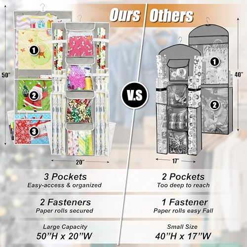 Simple Houseware Double-Sided Hanging Gift Wrap Organizer, Gray (Set of 1) Grey