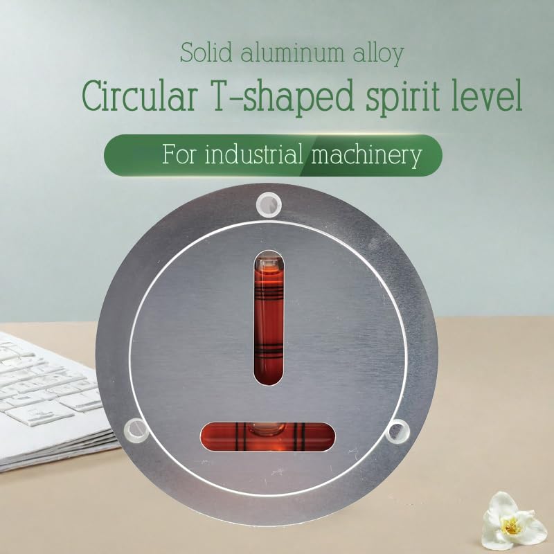[Australia - AusPower] - Aluminum alloy round T-shaped horizontal and vertical level, X and Y axis symmetrical horizontal bubble, small mounting hole, spring screw (90x14mm) 90x14mm 