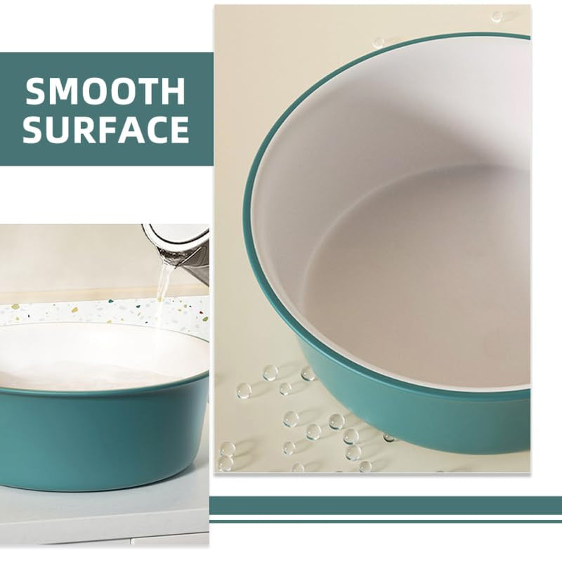 [Australia - AusPower] - Contrast Color Wash Basin 12 Inch Round Plastic Wash Bowl for Bathroom Face Washing and Elderly Care Multipurpose Washbasin 