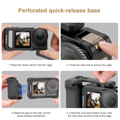 Handle Grip Kit for DJI Osmo Action with Metal Cage Cage Kit for DJI Osmo Action 5 Pro/4/3