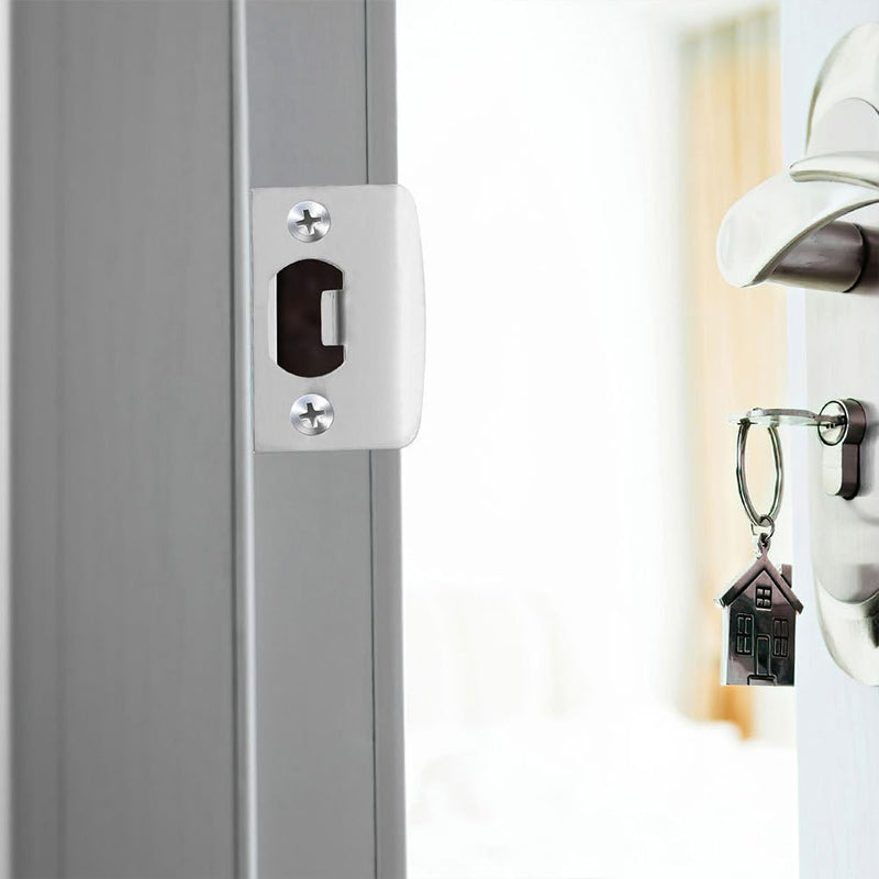 [Australia - AusPower] - DOITOOL 8PCS Door Strike Plate, Full Lip Round Corner Deadbolt Strike Plate, Sliver Stainless Steel Deadbolt Covers Door Reinforcement Kit 