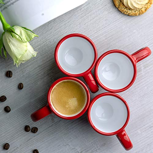 City to Cottage Ceramic Espresso Cups of 4, Small Expresso Shots, Demitasse, Perfect for Espresso Machine, Handcrafted Cups (Red Polka dot) Red
