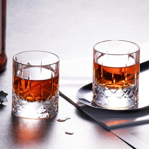 KAMMAK Crystal Whiskey Glasses Set of 2 Handcrafted Old Fashioned Glasses Small Classic-2.03oz