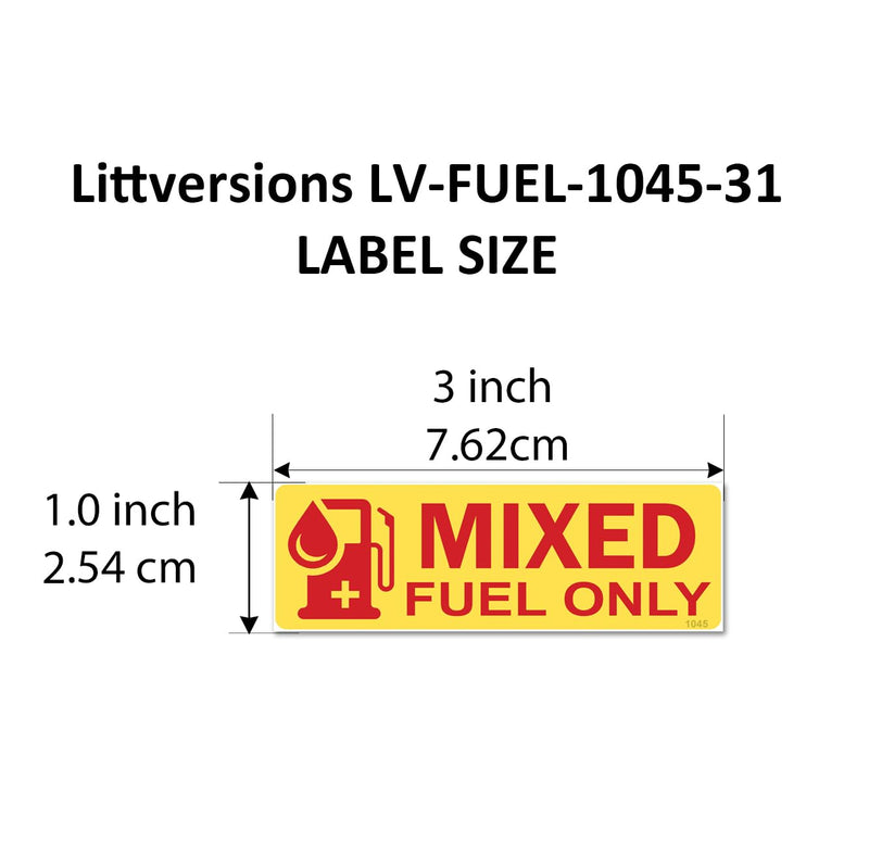 12 Pack Mixed Fuel Only Stickers - 3"x1" Fuel Identification Labels - Weatherproof, UV-Resistant Vinyl for Fuel Tanks, Tractors, Excavators, Construction Equipment 3"x1" 12 Pack