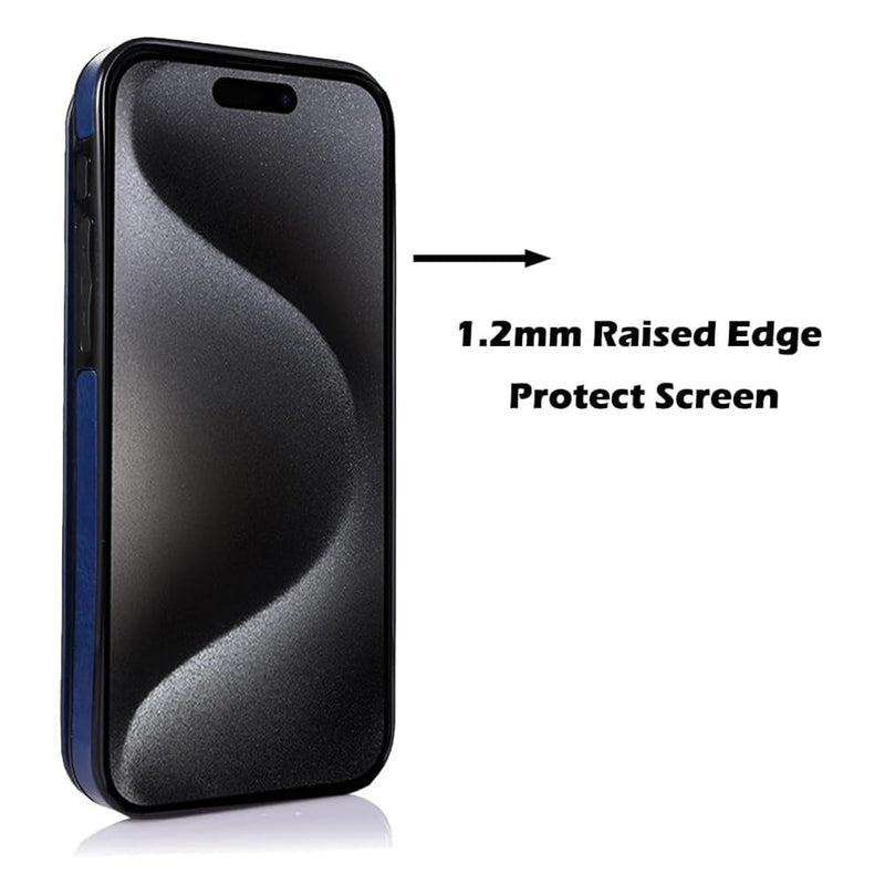 [Australia - AusPower] - uCOLOR Compatible with iPhone 15 Pro 6.1" Wallet Case with Card Holder Slot Folio Flip PU Leather Kickstand Double Magnetic Clasp and RFID Blocking Design Cover 6.1 Inch (Navy Blue Flowers) Navy Blue Flowers iPhone 15 Pro 6.1" 