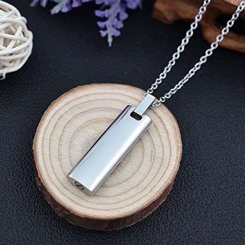 Our Father Lord's Prayer and Cross Urn Pendant Necklace Cremation Urn Necklace Cremation Jewelry Stainless Steel Rectangle Cremation Pendant Memorial Ashes Keepsake Urn Necklace Silver