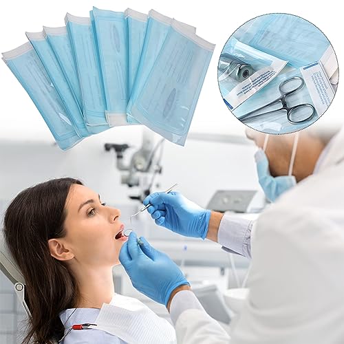 Disposable Sterilisation Bags, 100 x Sterilisation Bags 9 x 16.5 cm with Sealing Sterilising Bag, Sterilising Bag for Autoclaves, Self-Adhesive, Sterilising Bags for Autoclaves