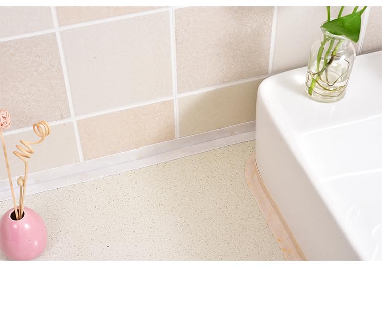 White Waterproof Caulk Tape PVC Self Adhesive Caulk Strip Joint Adhesive Shower Bathtub Joint Strip Bathroom Sealing Tape Kitchen Sealing Tape and Shower Tile Sealant White