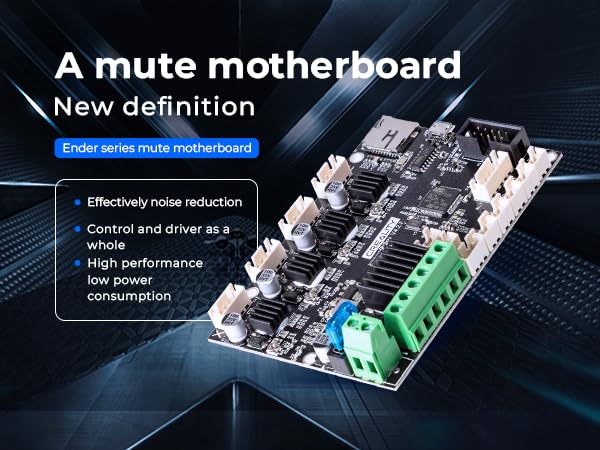 Creality Ender 3 Silent Motherboard, High Performance 32 Bit 3D Printer Noiseless Mother Board V4.2.7 with TMC2225 Driver Marlin for Ender 3, All-Round Heat Dissipation Assembly and Use Easily