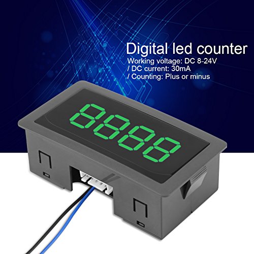 [Australia - AusPower] - Auto Digital Counter DC LED Digital Display 4 Digit 0-9999 Up/Down Plus/Minus Panel Counter Meter with Cable(Green) 