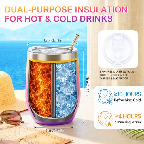 4 Pack Girls Trip Wine Tumbler with Lid, 12 OZ Stainless Steel Tumbler