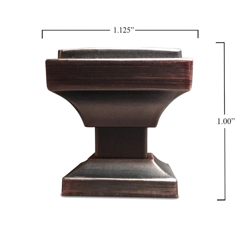 Southern Hills Oil Rubbed Bronze Cabinet Knobs - Pack of 5 - Square Kitchen Drawer Pulls - Venetian Bronze Cabinet Hardware - Dresser Knobs - Drawer Knobs - Cupboard Handles - SHKM002-ORB-5