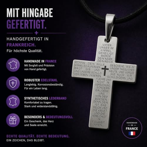 Stainless Steel Cross Necklace, 3x2 cm