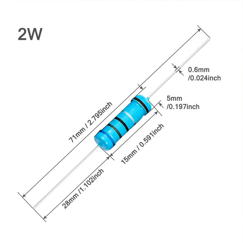 Chanzon 30pcs 2W 1 ? ohm Metal Film Fixed Resistor 0.01 ±1% Tolerance 1R MF Through Hole Resistors Current Limiting Rohs Certificated [2ZC03] 1 ohm